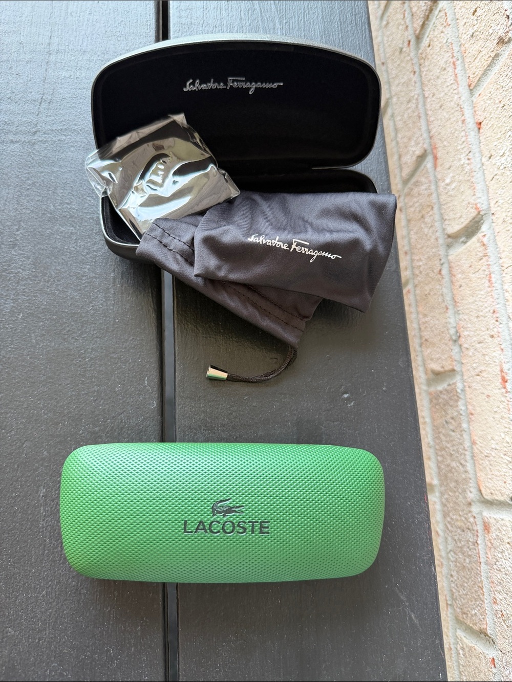 Lacoste and Salvatore Ferragamo Hard Eyewear Cases. Excellent Condition.